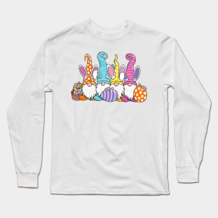 Easter Bunny Spring Gnome Easter Egg Hunting And Basket Long Sleeve T-Shirt